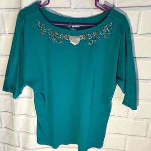 Kim Roger’s size small green embellished top